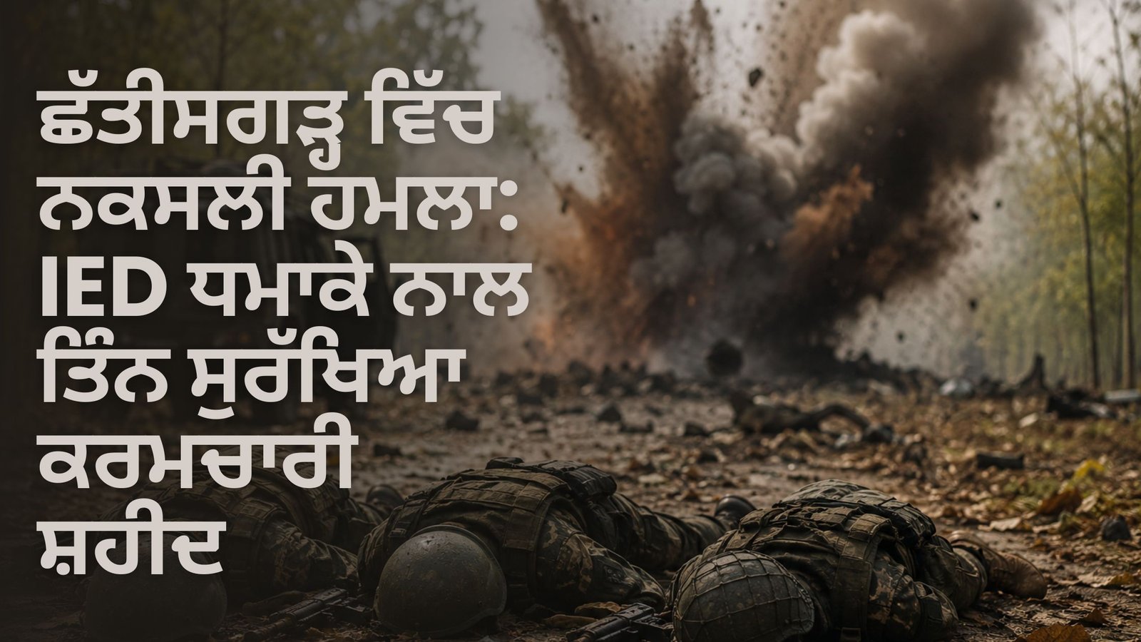 ਛੱਤੀਸਗੜ੍ਹ ਵਿੱਚ ਨਕਸਲੀ ਹਮਲਾ: IED ਧਮਾਕੇ ਨਾਲ ਤਿੰਨ ਸੁਰੱਖਿਆ ਕਰਮਚਾਰੀ ਸ਼ਹੀਦ
