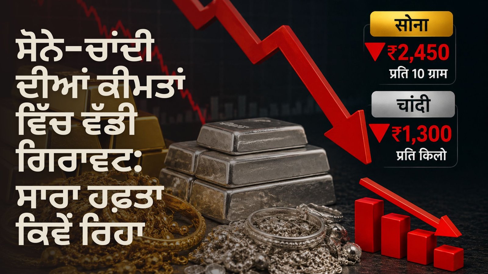 ਸੋਨੇ-ਚਾਂਦੀ ਦੀਆਂ ਕੀਮਤਾਂ ਵਿੱਚ ਵੱਡੀ ਗਿਰਾਵਟ: ਸਾਰਾ ਹਫ਼ਤਾ ਕਿਵੇਂ ਰਿਹਾ