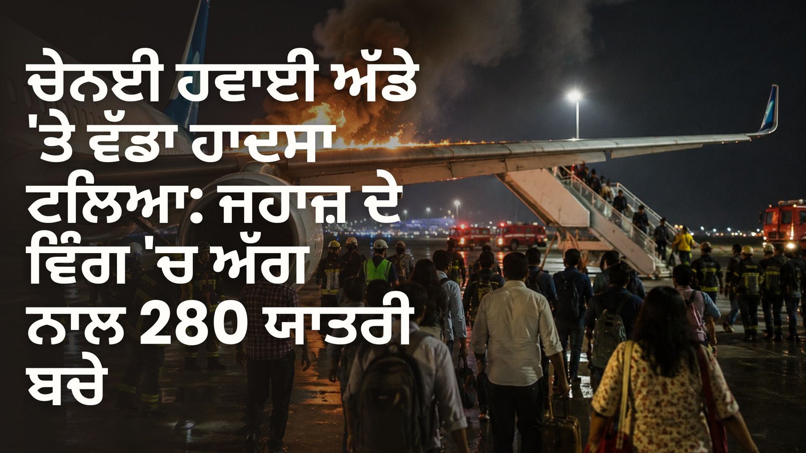 ਚੇਨਈ ਹਵਾਈ ਅੱਡੇ ‘ਤੇ ਵੱਡਾ ਹਾਦਸਾ ਟਲਿਆ: ਜਹਾਜ਼ ਦੇ ਵਿੰਗ ‘ਚ ਅੱਗ ਨਾਲ 280 ਯਾਤਰੀ ਬਚੇ