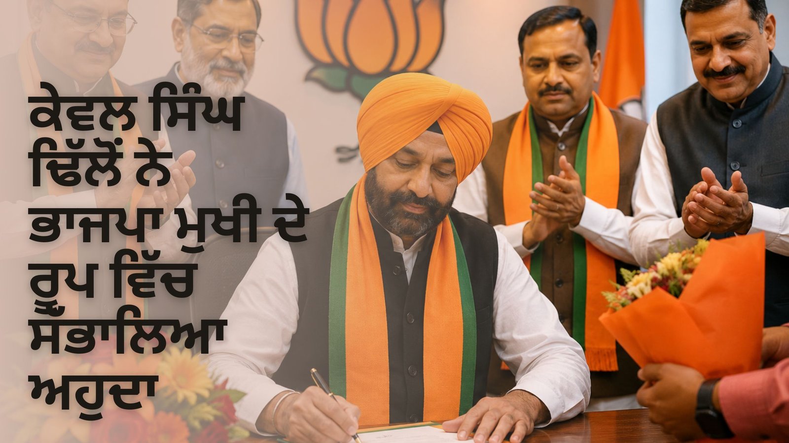 ਕੇਵਲ ਸਿੰਘ ਢਿੱਲੋਂ ਨੇ ਭਾਜਪਾ ਮੁਖੀ ਦੇ ਰੂਪ ਵਿੱਚ ਸੱਭਾਲਿਆ ਅਹੁਦਾ