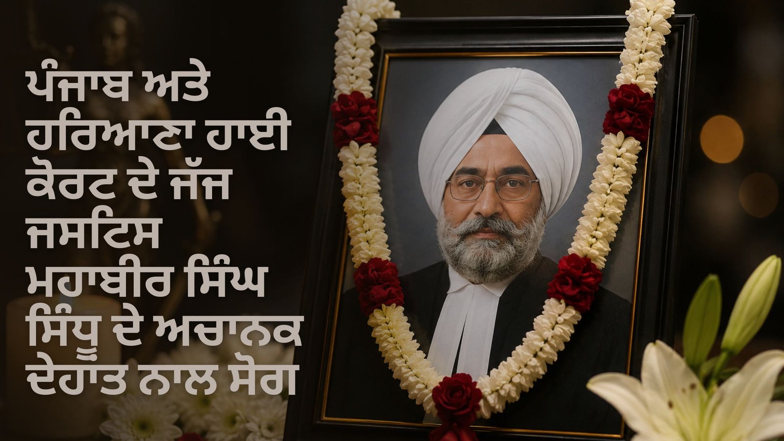 ਪੰਜਾਬ ਅਤੇ ਹਰਿਆਣਾ ਹਾਈ ਕੋਰਟ ਦੇ ਜੱਜ ਜਸਟਿਸ ਮਹਾਬੀਰ ਸਿੰਘ ਸਿੰਧੂ ਦੇ ਅਚਾਨਕ ਦੇਹਾਂਤ ਨਾਲ ਸੋਗ