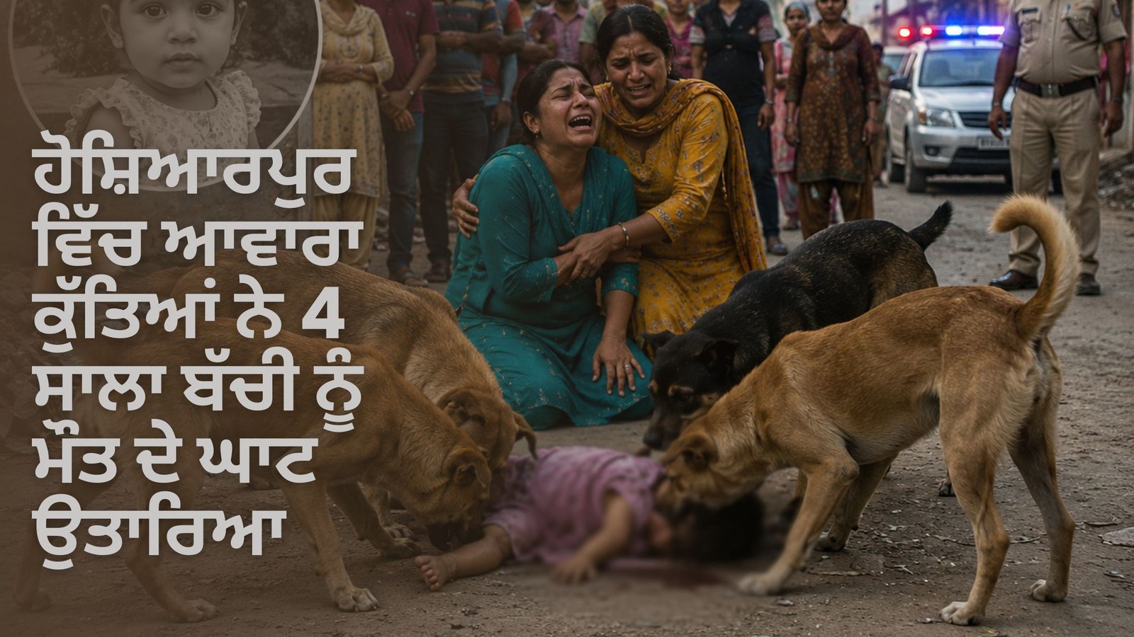 ਹੋਸ਼ਿਆਰਪੁਰ ਵਿੱਚ ਆਵਾਰਾ ਕੁੱਤਿਆਂ ਨੇ 4 ਸਾਲਾ ਬੱਚੀ ਨੂੰ ਮੌਤ ਦੇ ਘਾਟ ਉਤਾਰਿਆ