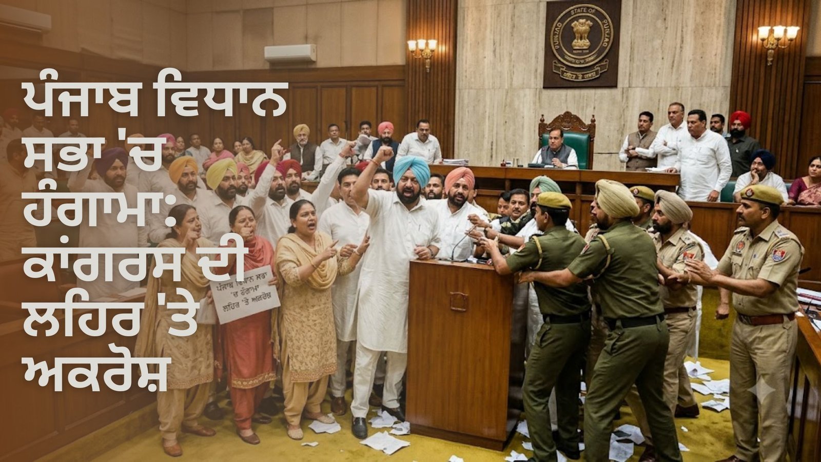 ਪੰਜਾਬ ਵਿਧਾਨ ਸਭਾ ‘ਚ ਹੰਗਾਮਾ: ਕਾਂਗਰਸ ਦੀ ਲਹਿਰ ‘ਤੇ ਅਕਰੋਸ਼